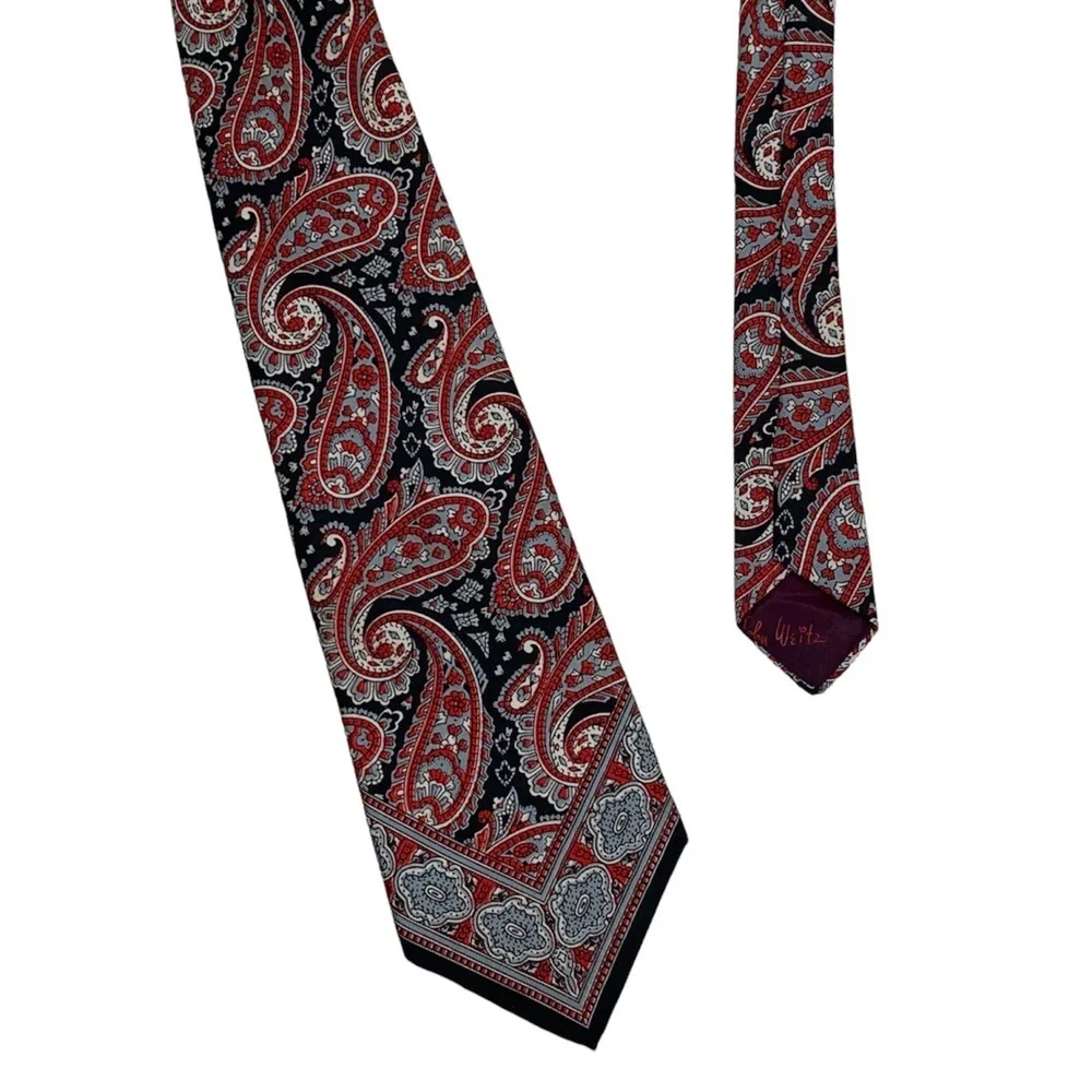 JOHN WEITZ Red Black Paisley Mens Tie
